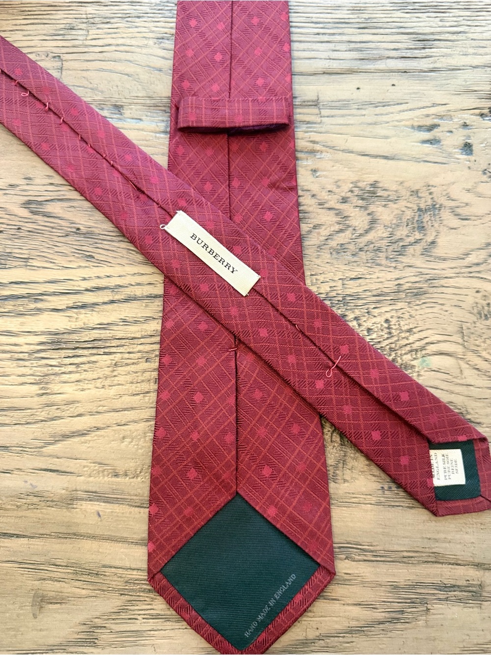 Burberry Men's Burgundy Geometric Silk Tie